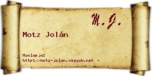 Motz Jolán névjegykártya