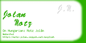 jolan motz business card